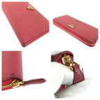 Prada Saffiano Pink Gold Leather Wallet Zip Around — view 6