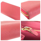 Prada Saffiano Pink Gold Leather Wallet Zip Around — view 7