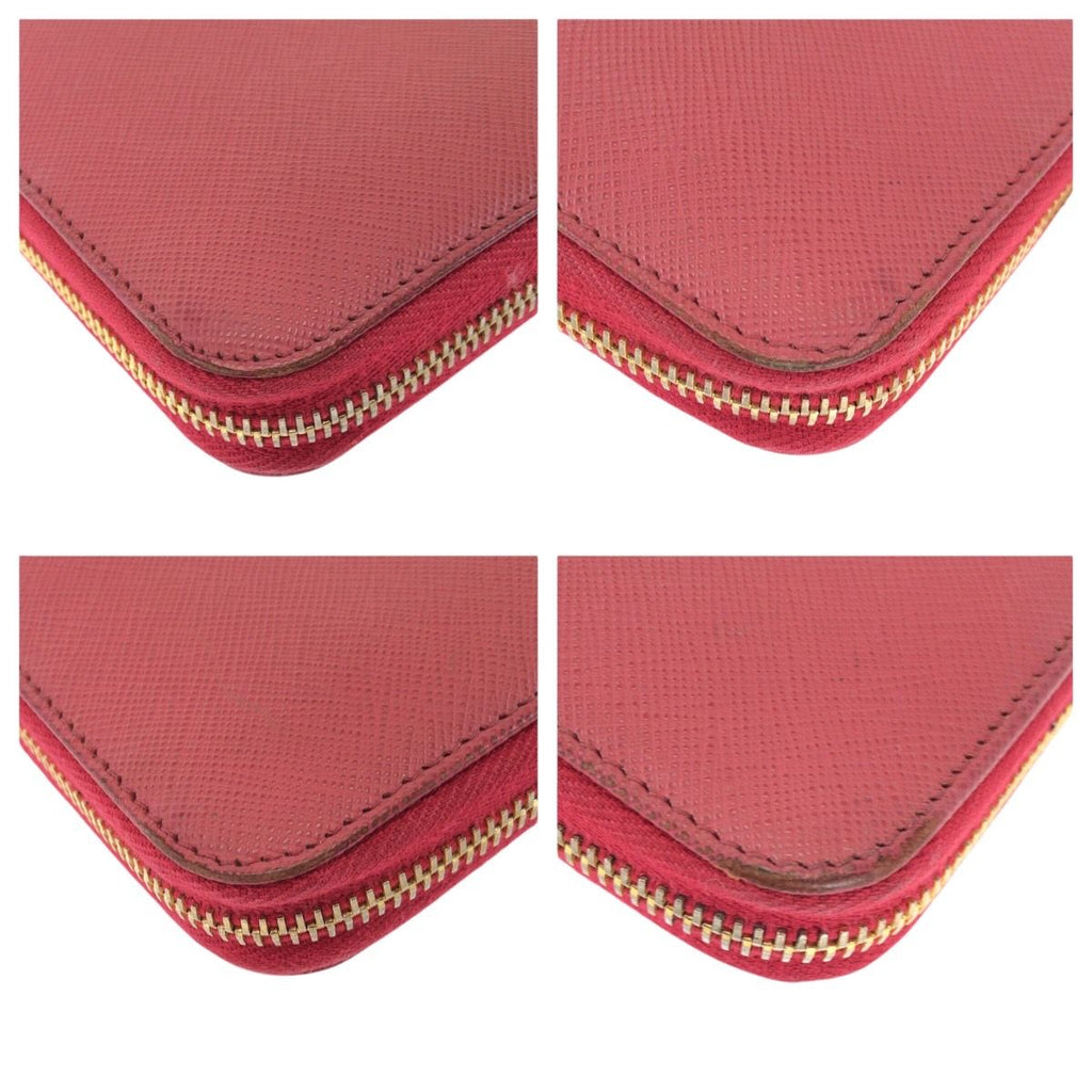Prada Saffiano Pink Gold Leather Wallet Zip Around — view 4