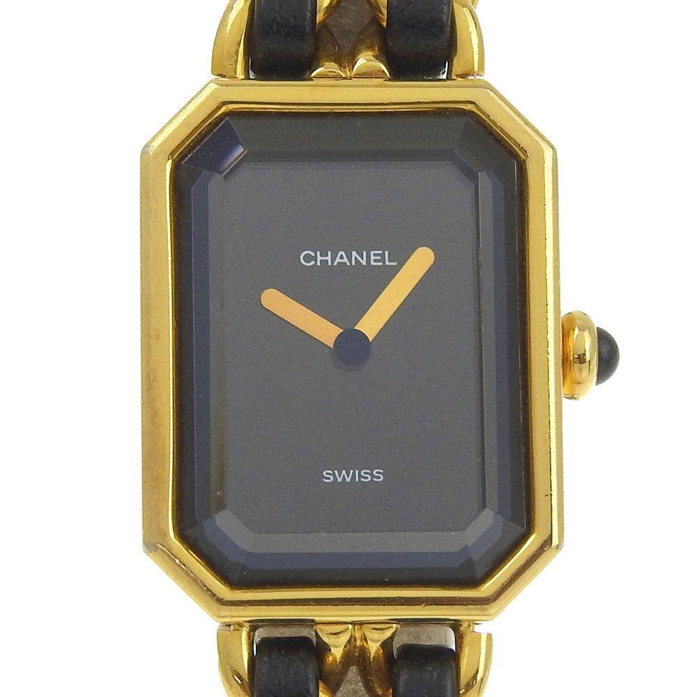 Chanel Premier L Gold Plated Quartz Analog Display Black Dial Watch
