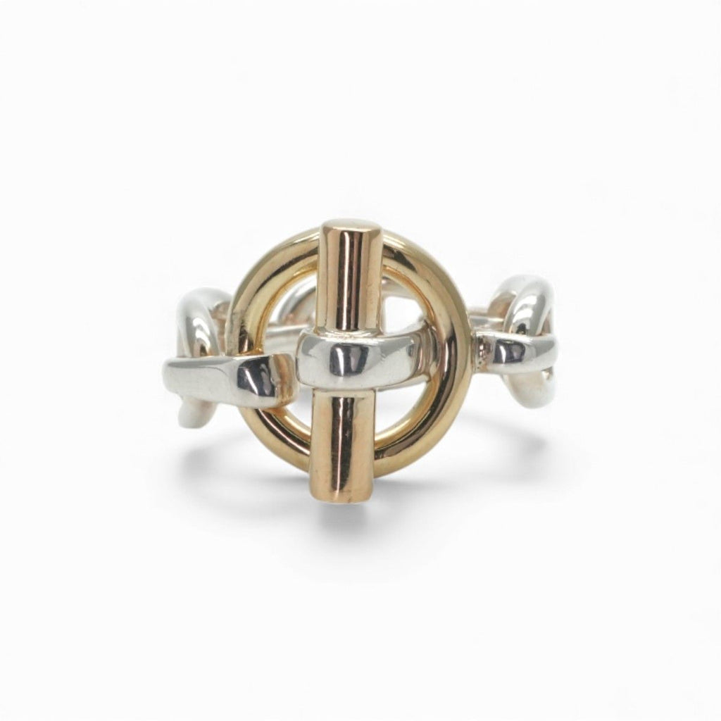 Hermes Enchainee Ring 750 925 Sterling Silver Gold — view 2