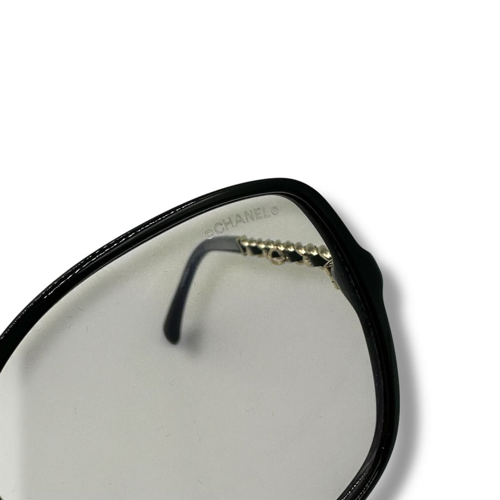 Chanel Sunglasses Chain CC Logo Leather Black Eyewear — view 6