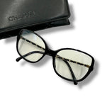 Chanel Sunglasses Chain CC Logo Leather Black Eyewear