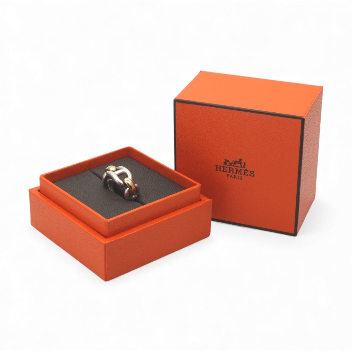 Hermes Chaine D'ancre Ring 750 950 Gold Silver