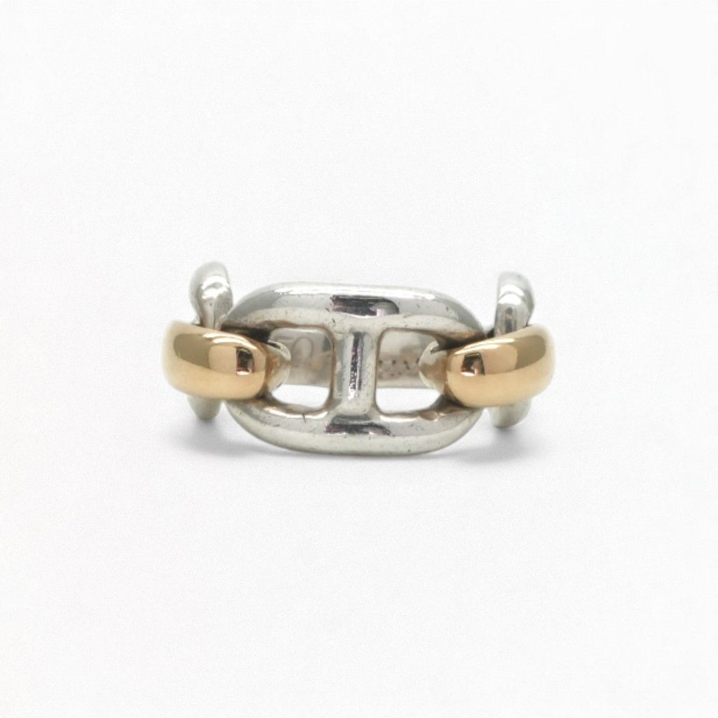 Hermes Chaine D'ancre Ring 750 950 Gold Silver