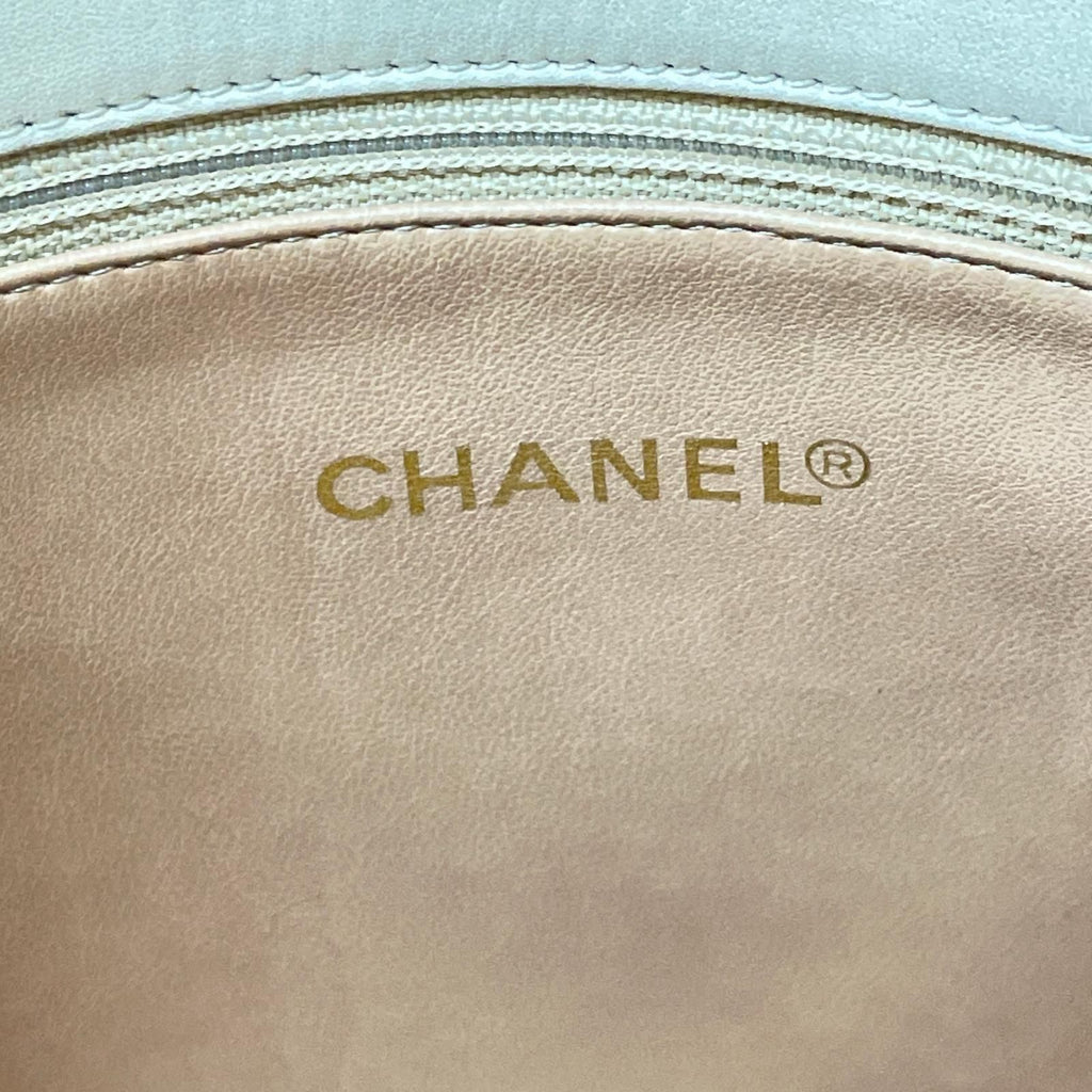 Chanel Quilted Lambskin Chain Shoulder Bag Cocobol Beige — view 6