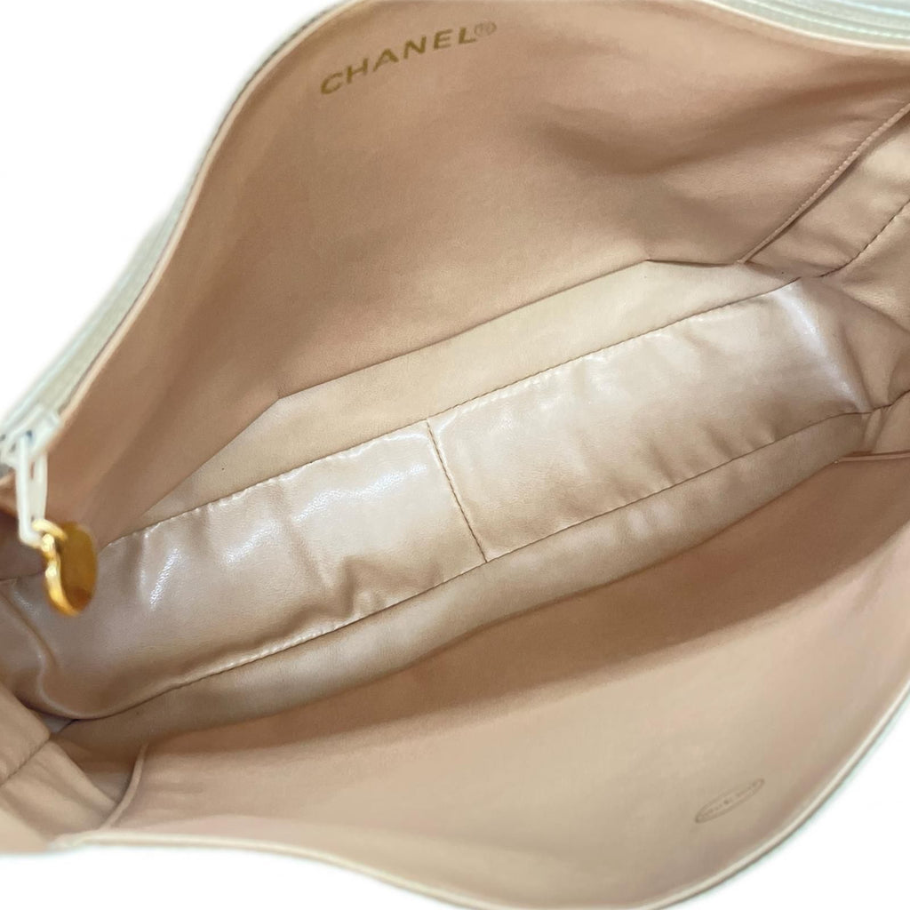 Chanel Quilted Lambskin Chain Shoulder Bag Cocobol Beige — view 5