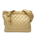 Chanel Quilted Lambskin Chain Shoulder Bag Cocobol Beige