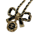 Chanel Leather Ribbon Necklace Metiers D'art Black
