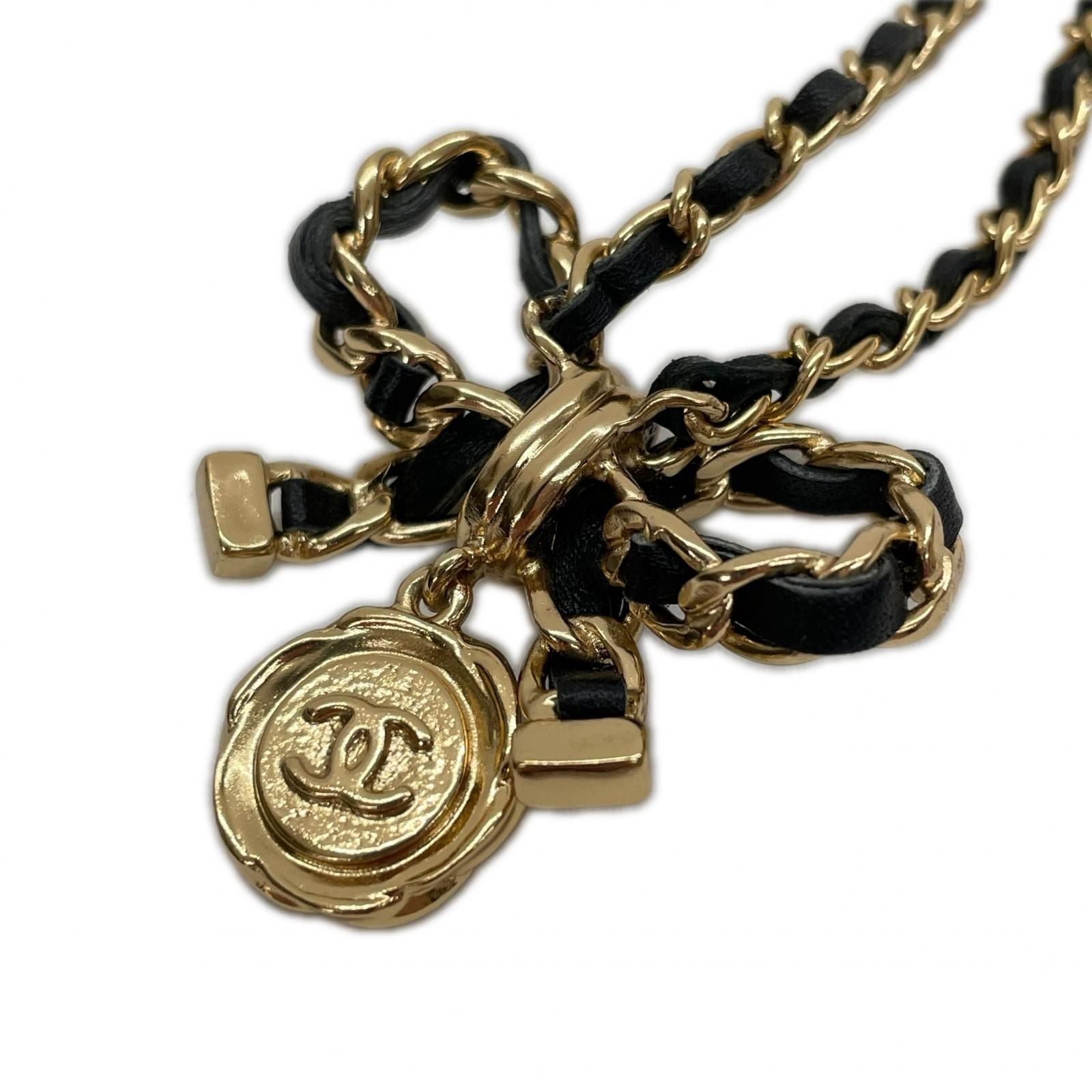 Chanel Leather Ribbon Necklace Metiers D'art Black — view 3
