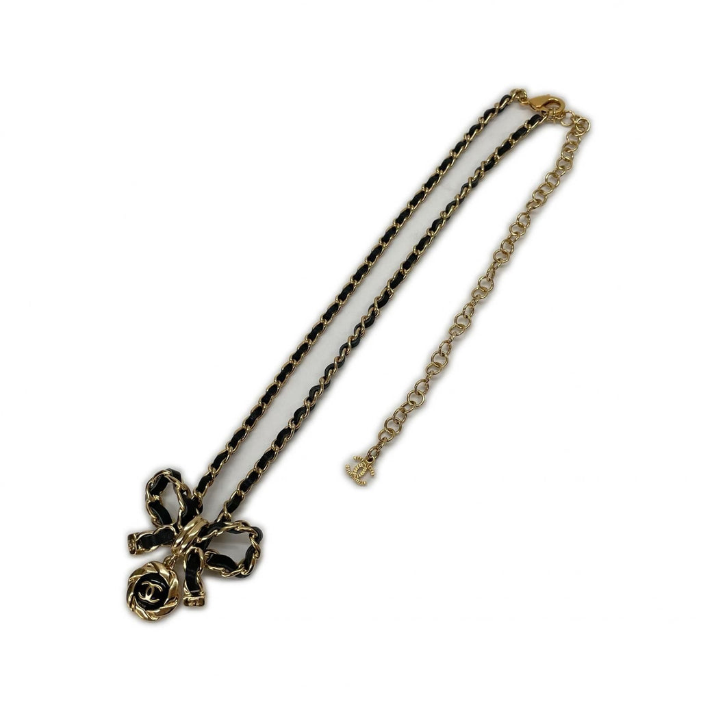 Chanel Leather Ribbon Necklace Metiers D'art Black — view 2