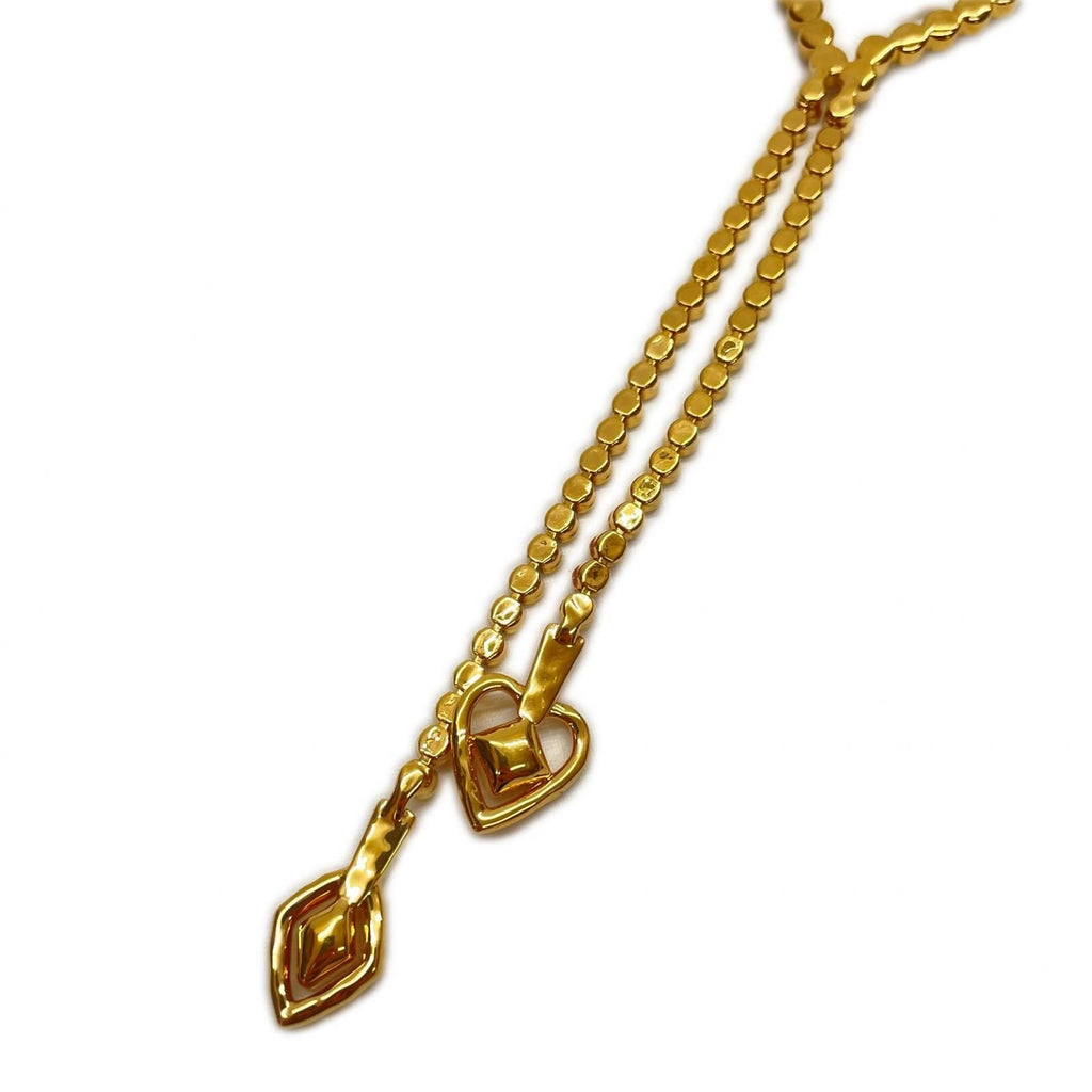 Chanel CC Logo Heart Necklace Rhinestone 23c Gold — view 7
