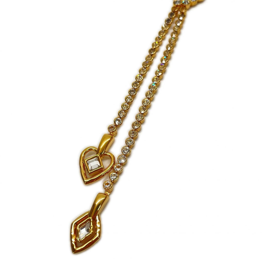 Chanel CC Logo Heart Necklace Rhinestone 23c Gold — view 3