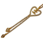 Chanel CC Logo Heart Necklace Rhinestone 23c Gold