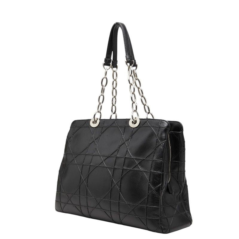 Dior Cannage Granville Chain Handbag Black Leather — view 2