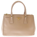 Prada Saffiano Galleria 2-Way Handbag Pink Beige Leather