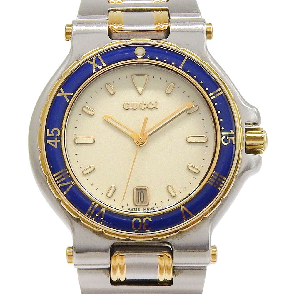 Gucci Stainless Steel Gold Plated Quartz Analog Display Ivory Dial Watch
