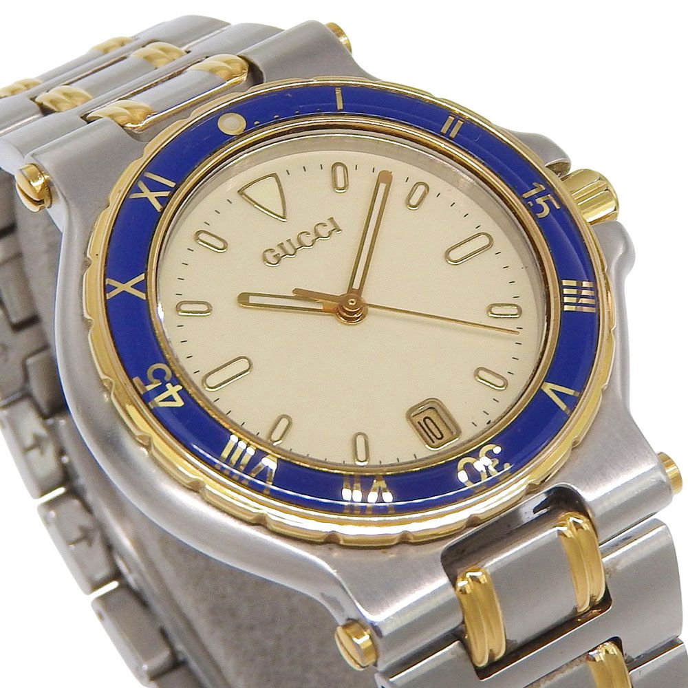 Gucci Stainless Steel Gold Plated Quartz Analog Display Ivory Dial Watch — view 3