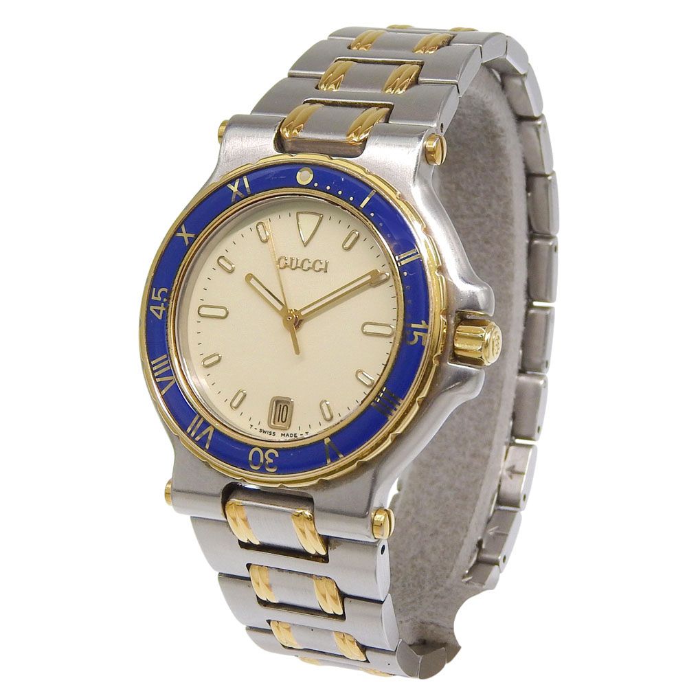 Gucci Stainless Steel Gold Plated Quartz Analog Display Ivory Dial Watch — view 2