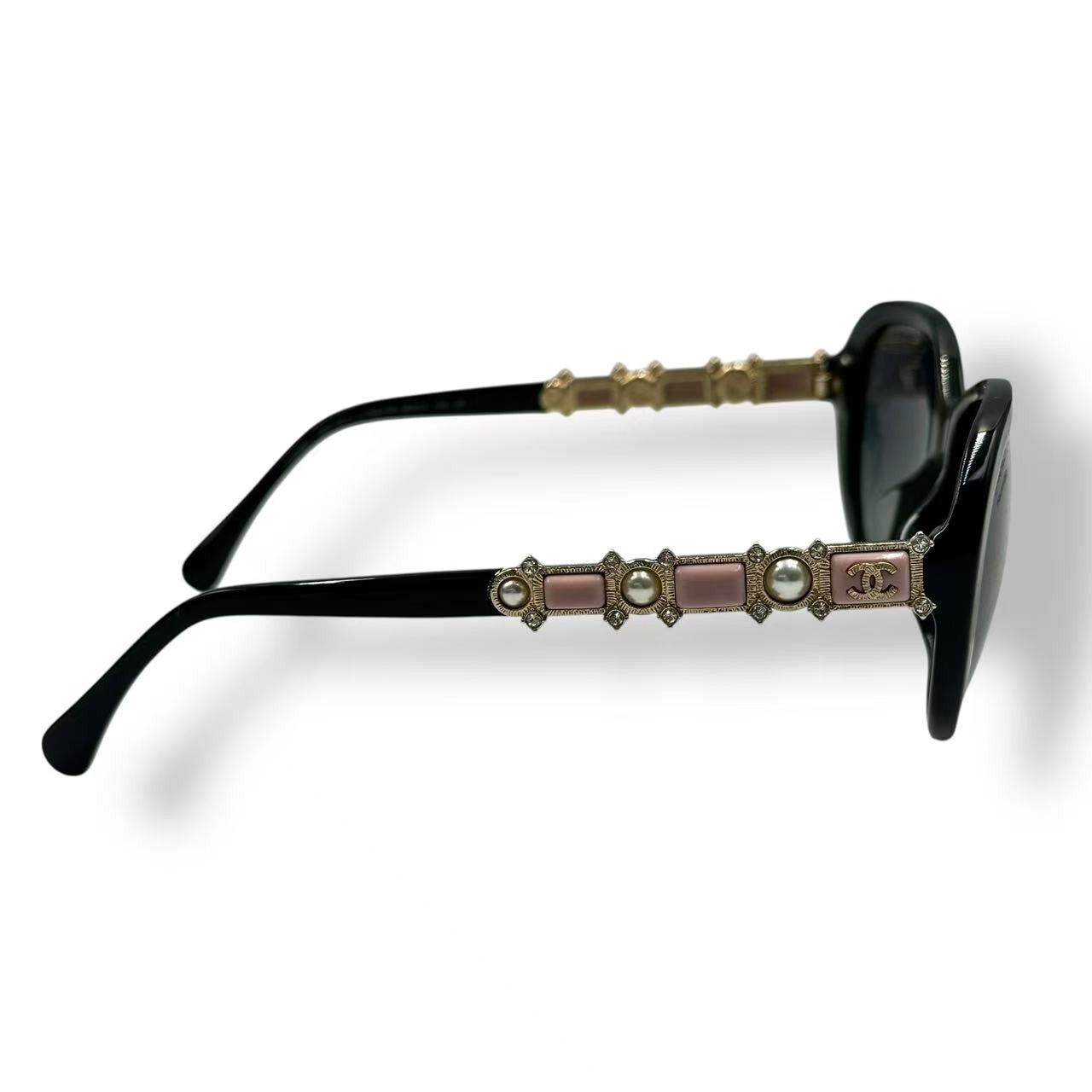 Chanel Sunglasses Imitation Pearl CC Logo Black Pink Eyewear — view 4