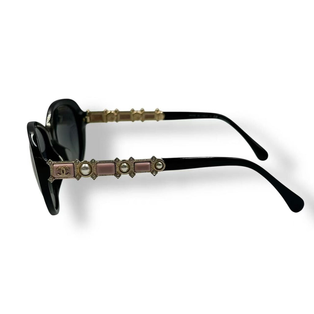Chanel Sunglasses Imitation Pearl CC Logo Black Pink Eyewear — view 3