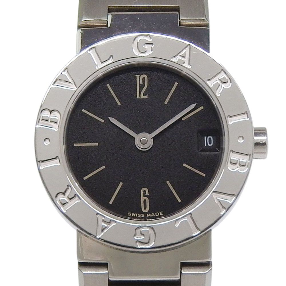 Bvlgari Stainless Steel Quartz Analog Watch with Black Dial