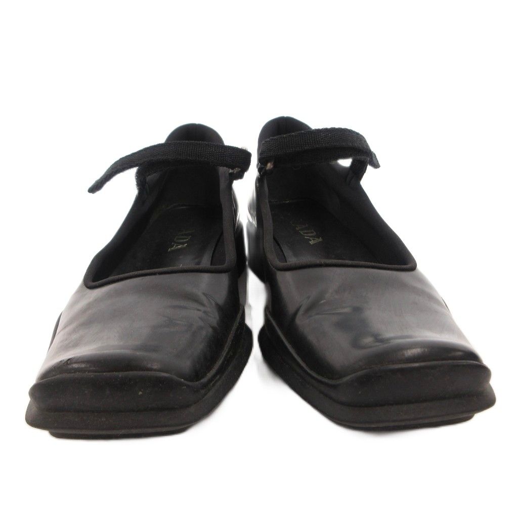 Prada Mary Jane Loafers Square Toe Enamel 34.5 Black — view 4