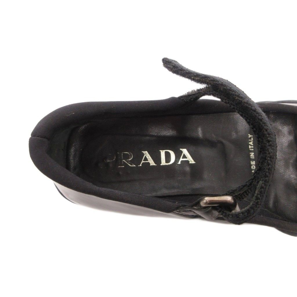Prada Mary Jane Loafers Square Toe Enamel 34.5 Black — view 7