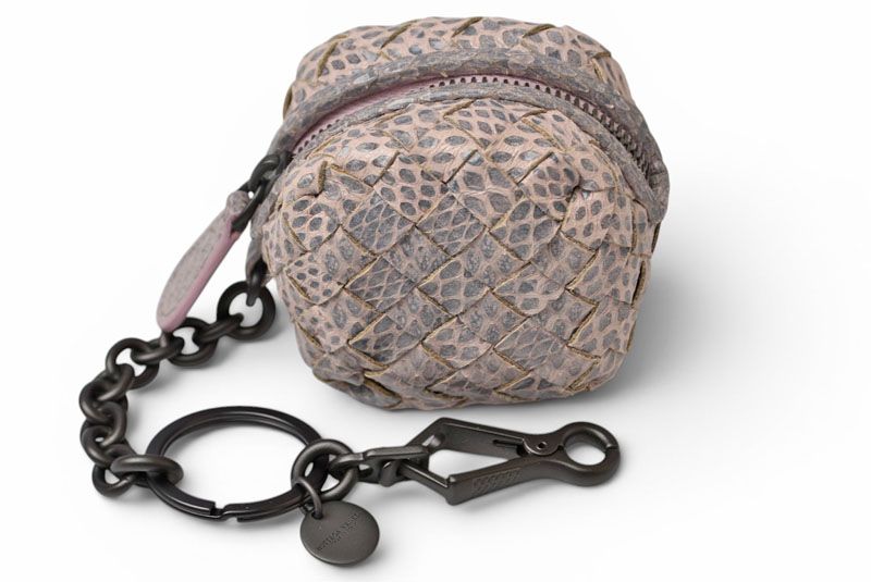 Bottega Veneta Key Holder Coin Case Mini Pouch Intrecciato Baby Pink Snake