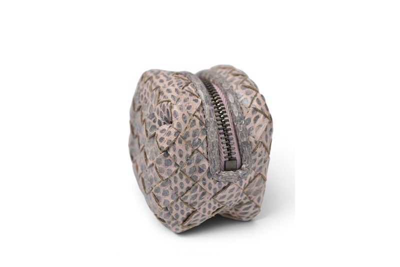 Bottega Veneta Key Holder Coin Case Mini Pouch Intrecciato Baby Pink Snake — view 5