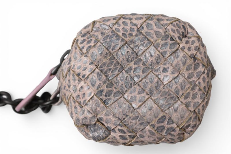 Bottega Veneta Key Holder Coin Case Mini Pouch Intrecciato Baby Pink Snake — view 4