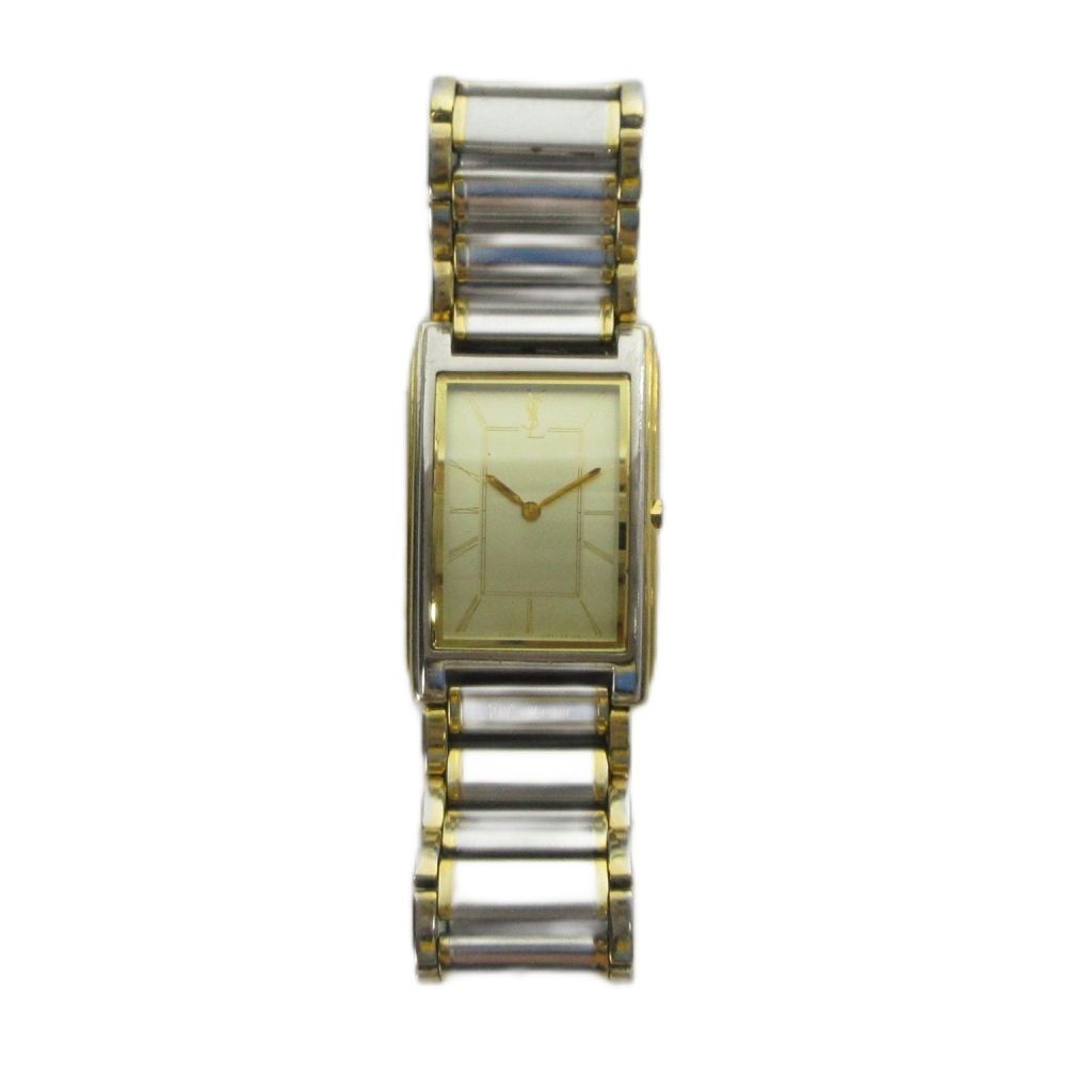 Saint Laurent Watch Quartz Rectangular Square Silver Color Gold — view 2