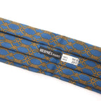 Hermes Scarf Ascot Tie Gold Chain Pattern Silk Pleats Blue — view 5