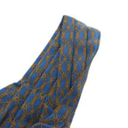 Hermes Scarf Ascot Tie Gold Chain Pattern Silk Pleats Blue — view 3