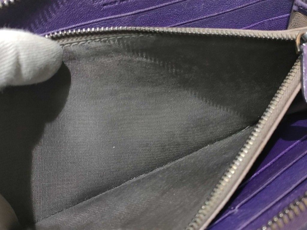 Bottega Veneta Wallet Intrecciato Purple Leather Zip Around — view 7