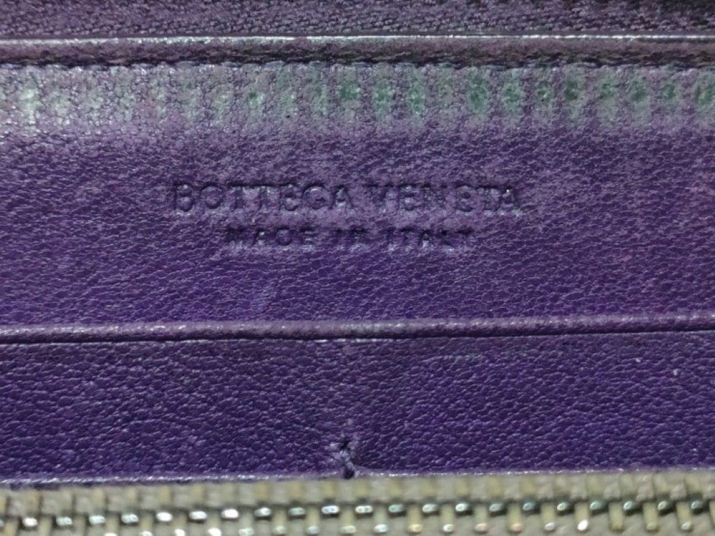 Bottega Veneta Wallet Intrecciato Purple Leather Zip Around — view 8