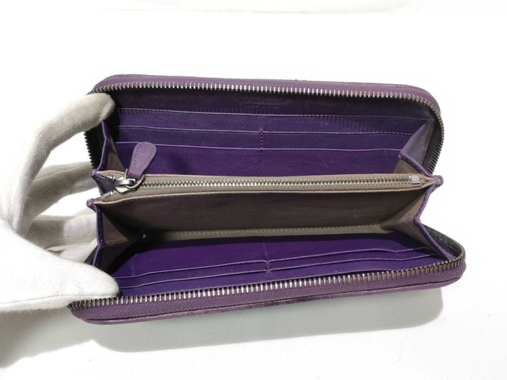 Bottega Veneta Wallet Intrecciato Purple Leather Zip Around — view 6
