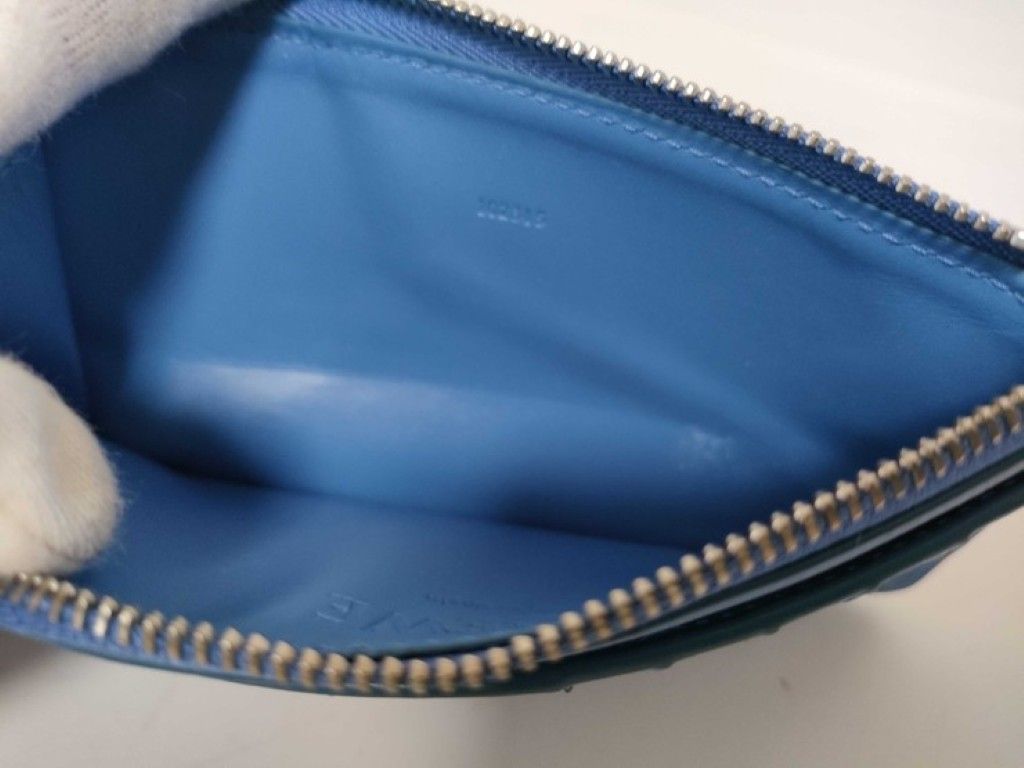 Loewe Card Case Puzzle Coin Holder Blue Leather Long Purse Business Silver — view 8