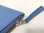Loewe Card Case Puzzle Coin Holder Blue Leather Long Purse Business Silver — view 9