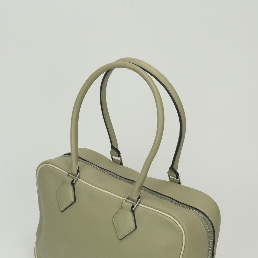 Hermes Plume 28 Tote Swift Sauge Cles Craie Green Beige Silver Handbag Veau — view 4