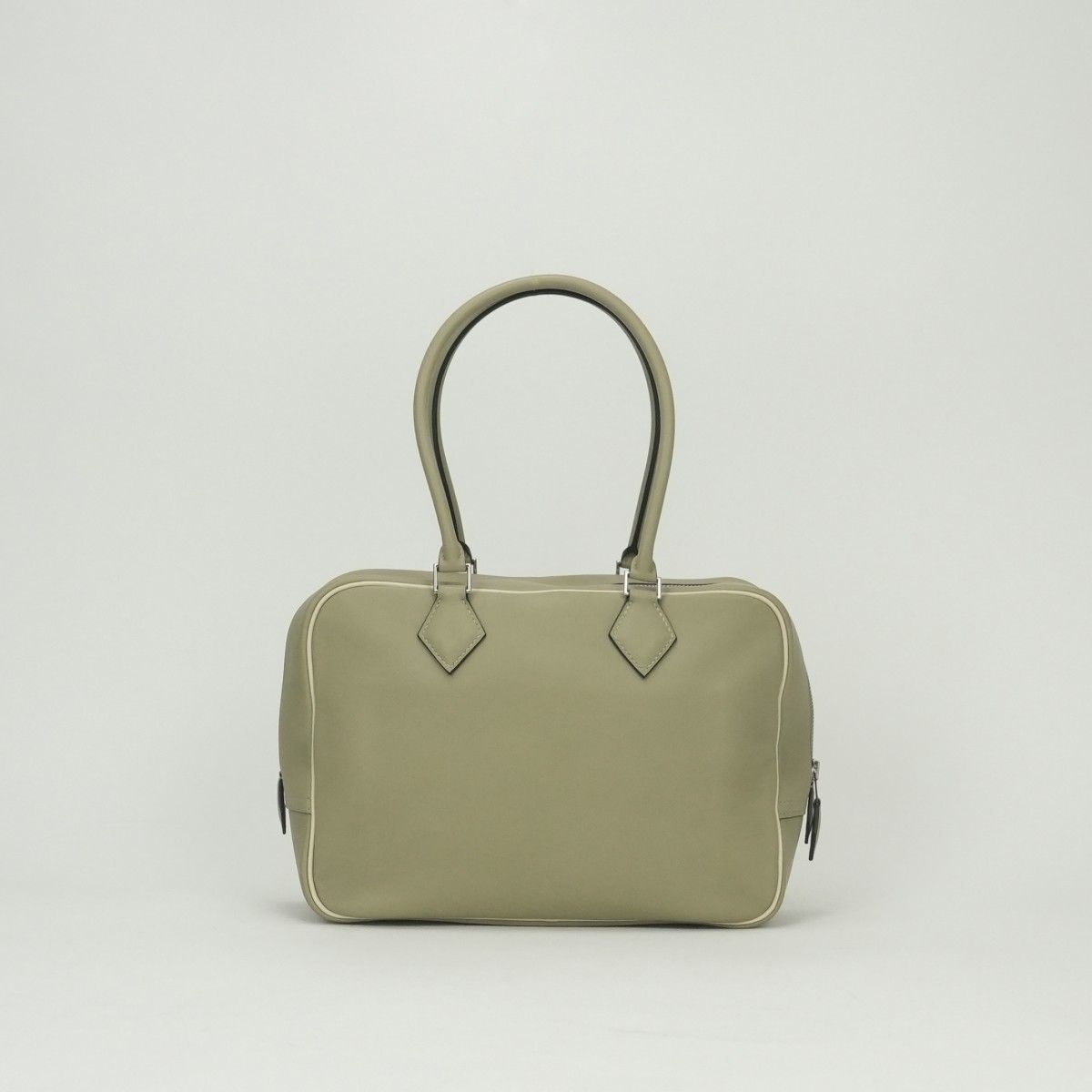 Hermes Plume 28 Tote Swift Sauge Cles Craie Green Beige Silver Handbag Veau — view 3