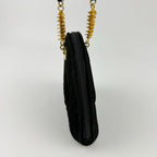 Fendi Logo Charm Mini Shoulder Bag Suede Leather Black Gold Vintage — view 6