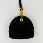 Fendi Logo Charm Mini Shoulder Bag Suede Leather Black Gold Vintage — view 4