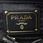 Prada Tessuto Vernice Frill Handbag Black — view 5
