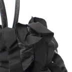 Prada Tessuto Vernice Frill Handbag Black — view 7