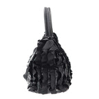 Prada Tessuto Vernice Frill Handbag Black — view 3