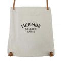 Hermes Aline Toile Chevron MM Toileche Blanc 2-Way Shoulder Backpack Beige