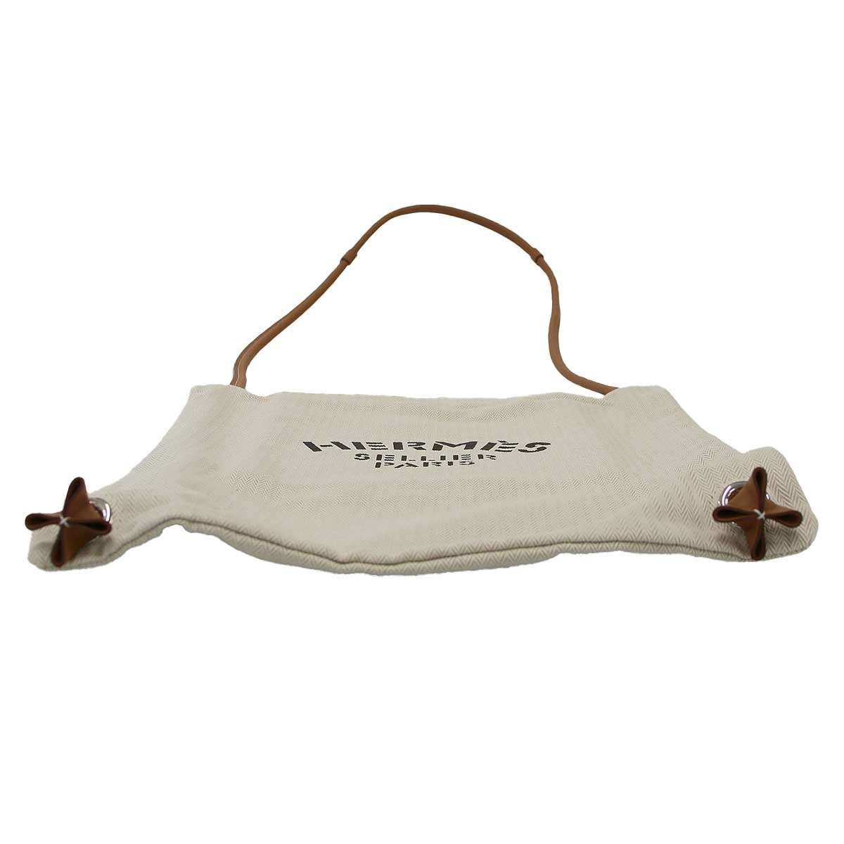 Hermes Aline Toile Chevron MM Toileche Blanc 2-Way Shoulder Backpack Beige — view 4