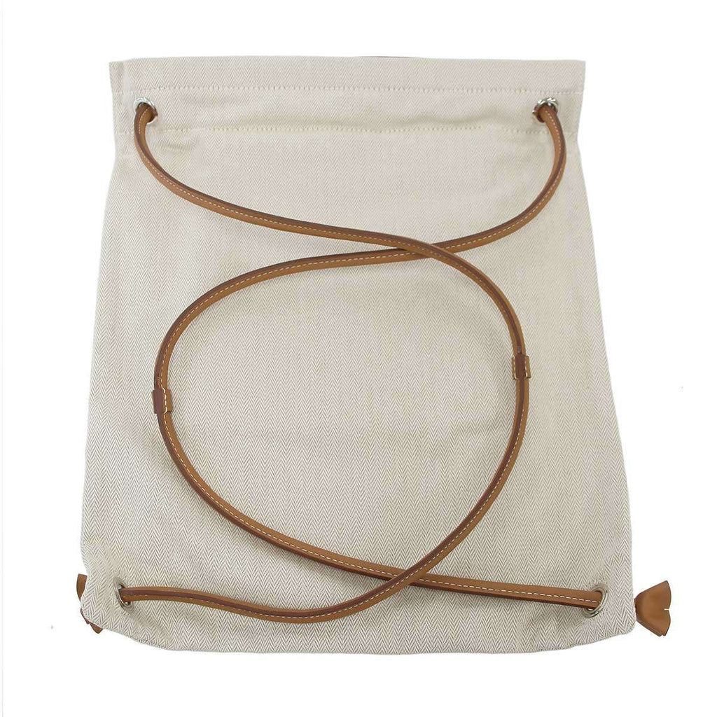 Hermes Aline Toile Chevron MM Toileche Blanc 2-Way Shoulder Backpack Beige — view 7