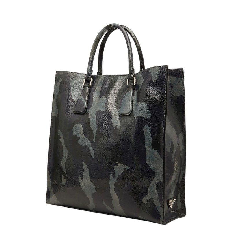 Prada Camouflage 2-Way Shoulder Bag Gray Purple Black Leather — view 2
